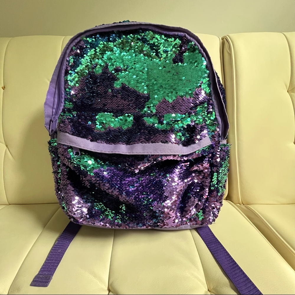 Purple Blue Turquoise Sequence Backpack For Girls juniors